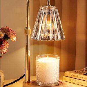 Glass Shade Table Lamp with Gold Base - Clear and Gold
